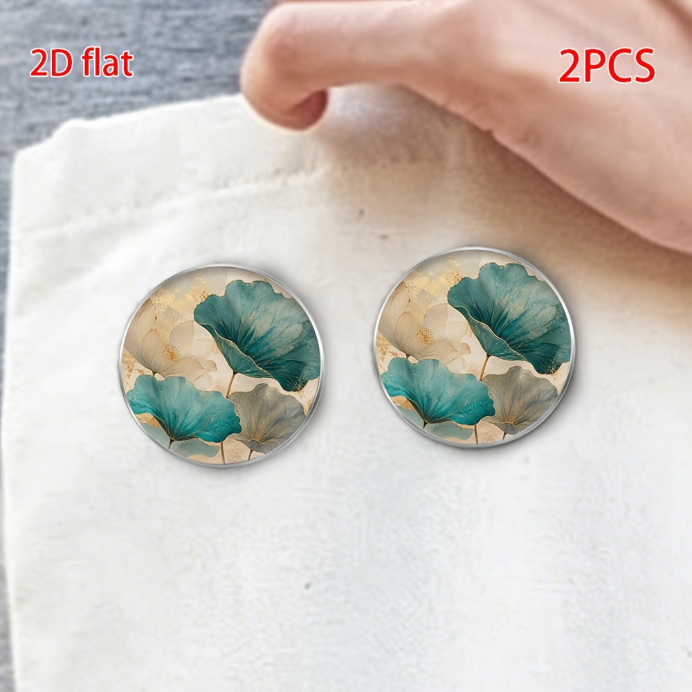 2pcs Golden Lotus Leaf Pattern Brooch, Unisex Gift